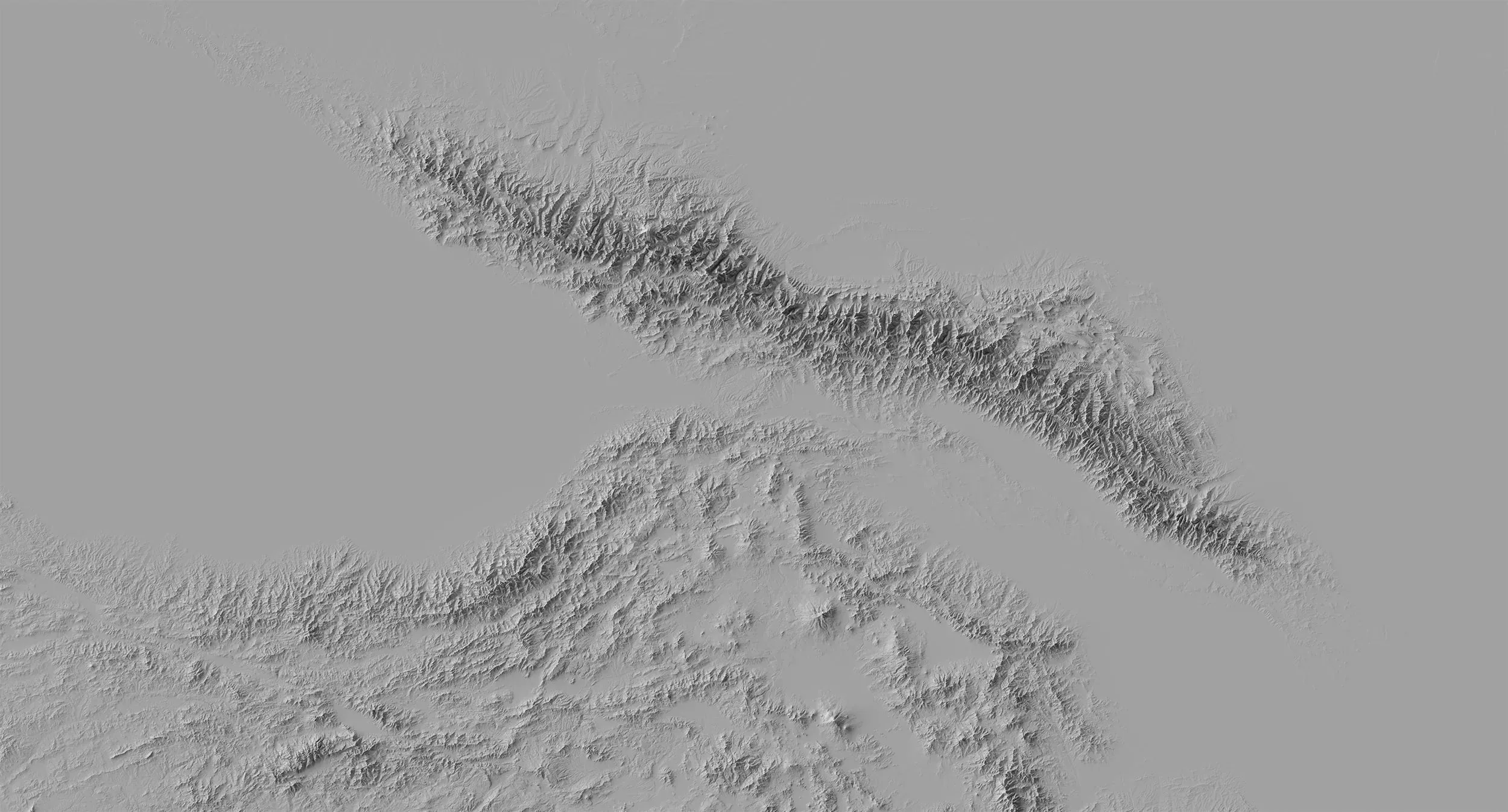 Blender’s more realistic rendering of Caucasus topography shows a much clearer contrast between the higher Greater Caucasus and the lower Lesser Caucasus.